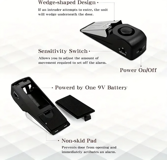 Portable Door Stop Alarm – 120dB Security Lock