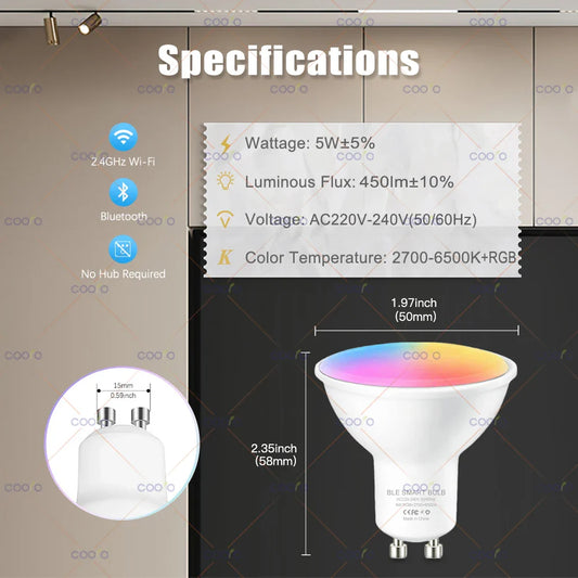 Tuya WiFi GU10 Smart LED Spotlight