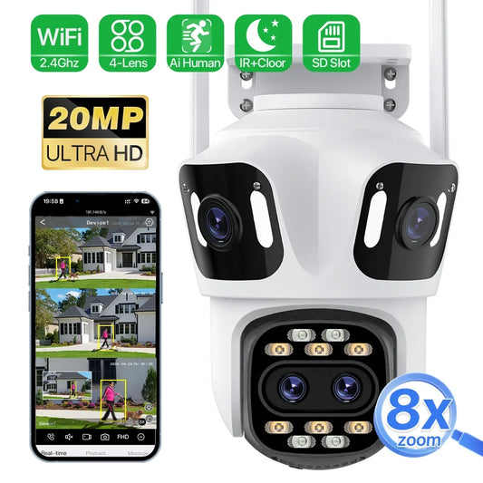 Four Lens PTZ 20MP Camera with 8X Zoom