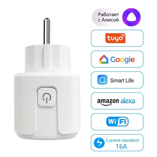 EU Smart WiFi Plug 16A Power Monitor – Tuya Smart Life App Control