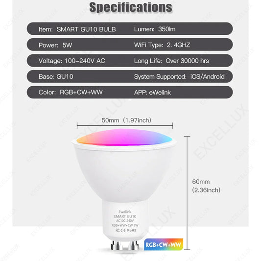 ZigBee GU10 WiFi Smart LED Light Bulb