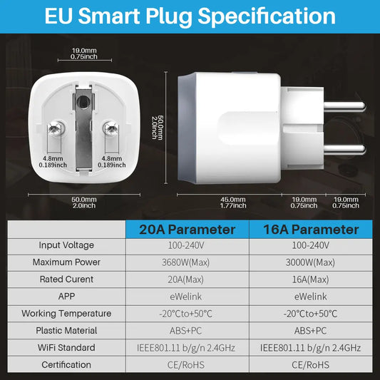eWelink WiFi Smart Socket EU 16A/20A