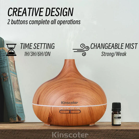 High-Quality 500ml Wood Grain Aromatherapy Diffuser