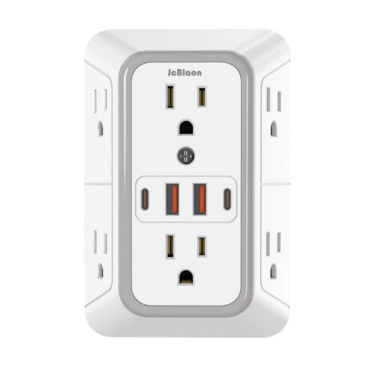 US Multi Socket Wall Socket with 6 AC Outlets and 4 USB Ports