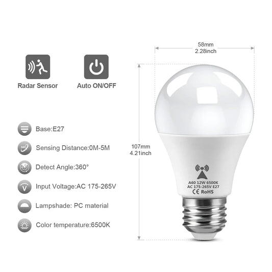 Microwave Radar Detection LED Light Bulb