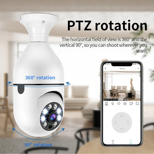 E27 Surveillance Camera with Full-Color Night Vision