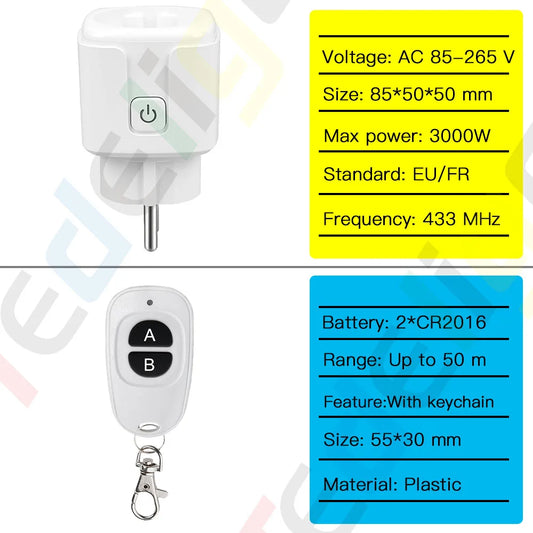 RF 220V 16A Wireless Remote Control Electrical Socket