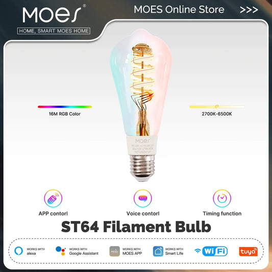 MOES Tuya WiFi Smart ST64 Edison LED Bulb