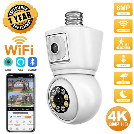 ICSEE 4K 8MP E27 Bulb WiFi Camera
