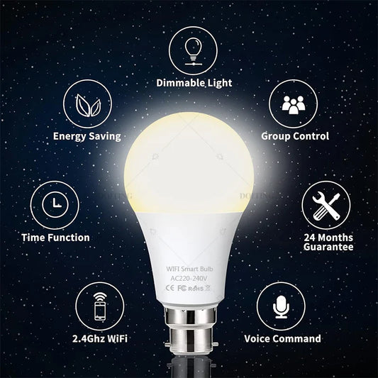 Tuya WiFi B22 Smart Life Dimmable Bulb