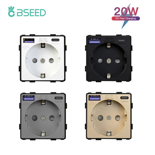 BSEED 20W Fast Charging EU Plug Wall Socket