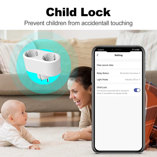 Tuya WiFi Dual Outlet 16A Smart Plug
