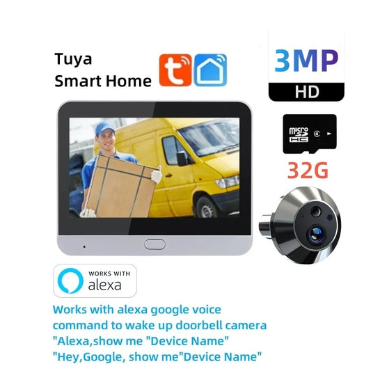 Tuya Smart 3MP WiFi Peephole Video Door Camera
