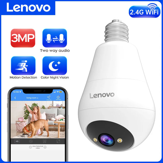 Lenovo 3MP WiFi E27 Bulb Security Camera